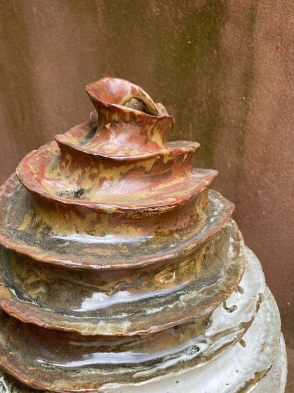 Spiral hand built stoneware jar by Reuben Sinha