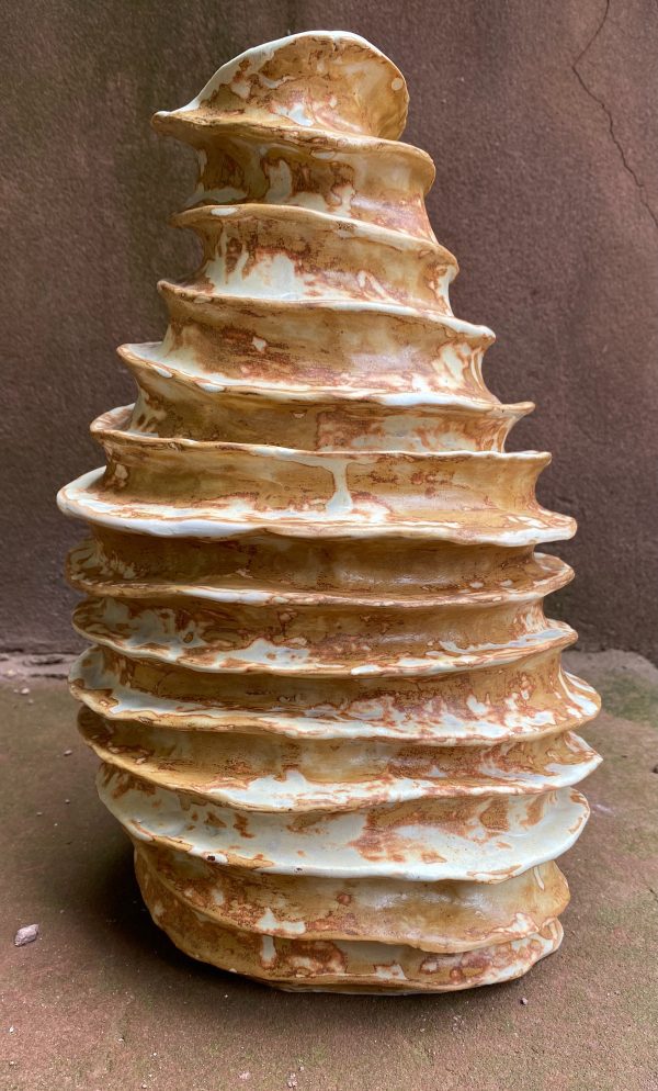 Spiral hand built porcelain jar by Reuben Sinha